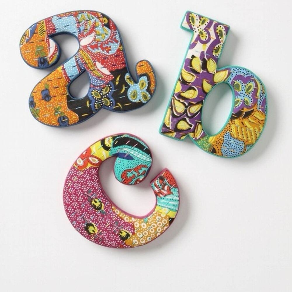 Anthropologie Quilted Colorful Alphabet Wall Decor Letter B